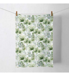 Kitchen towel Jungle leaves white