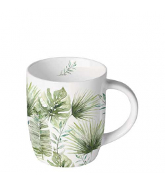 Mug 0.2 L Jungle leaves white