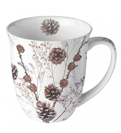 Mug 0.4 L Pine cones white