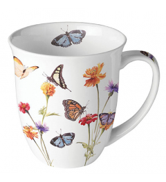 Mug 0.4 L Butterfly garden white