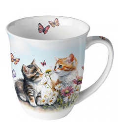 Mug 0.4 L Kittens in flower field