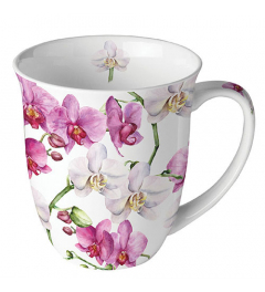 Mug 0.4 L Elegant orchids white