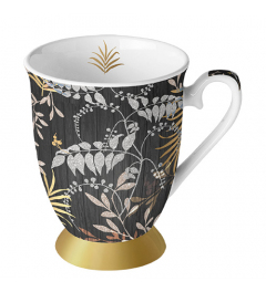 Mug 0.25 L Luxury leaves black