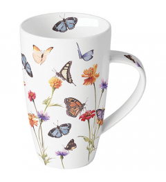 Mug 0.6 L Butterfly garden white