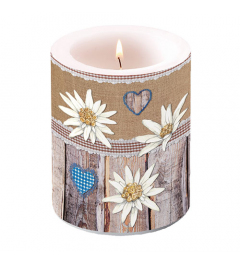 Candle big Edelweiss on wood