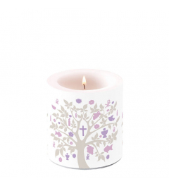 Candle small Communion symbols taupe