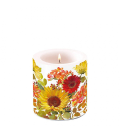 Candle small Sunny flowers cream