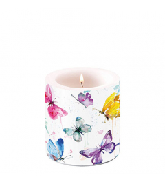 Candle small Butterfly collection white