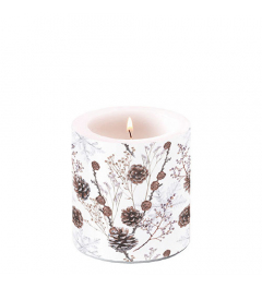 Candle small Pine cones white