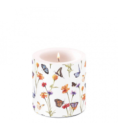 Candle small Butterfly garden white