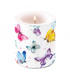 Candle medium Butterfly collection white