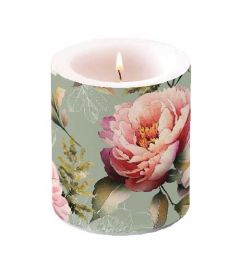 Candle medium Peonies composition green