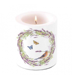 Candle medium Chaffinch white