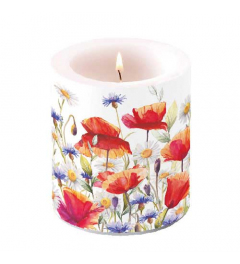 Candle medium Poppies and cornflowers