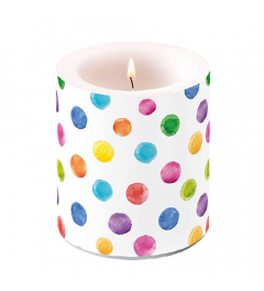 Candle medium Polka dots white