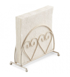 Napkin Holder Standing two hearts cream