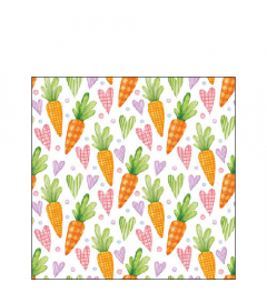 Napkin 25 Carrots and hearts white FSC Mix