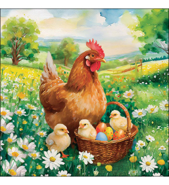 Napkin 33 Easter chicks in meadow FSC Mix