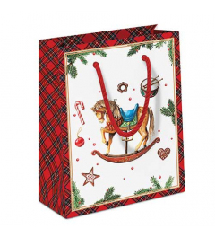 Gift bag Classic rocking horse white