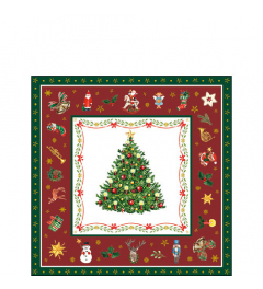Napkin 25 Christmas evergreen red FSC Mix