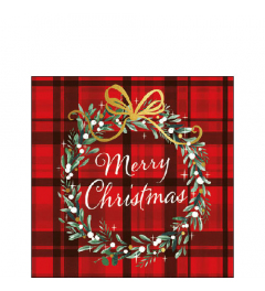 Napkin 25 Christmas plaid red FSC Mix