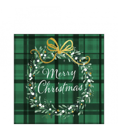 Napkin 25 Christmas plaid green FSC Mix