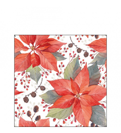 Napkin 25 Poinsettia and berries FSC Mix