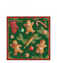 Napkin 25 Gingerbread cookies green FSC Mix