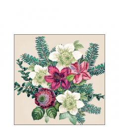 Napkin 25 Azalea and helleborus cream FSC Mix