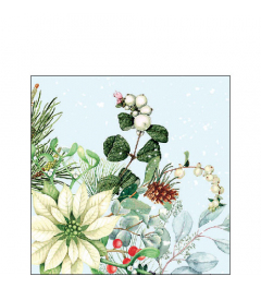 Napkin 25 White poinsettia FSC Mix