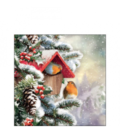 Napkin 25 House with robins FSC Mix