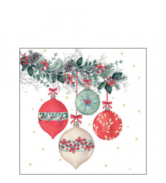 Napkin 25 Berry baubles white FSC Mix