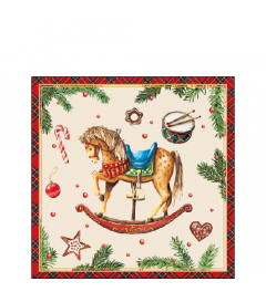 Napkin 25 Classic rocking horse cream FSC Mix