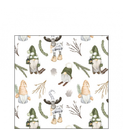 Napkin 25 Forest gnomes white FSC Mix