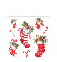 Napkin 25 X-Mas stockings white FSC Mix