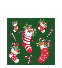 Napkin 25 X-Mas stockings green FSC Mix