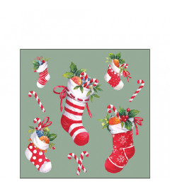 Napkin 25 X-Mas stockings sage FSC Mix