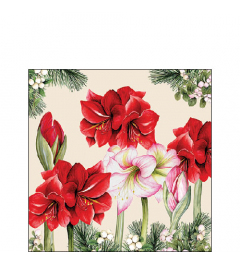 Napkin 25 Blooming amaryllis cream FSC Mix