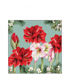 Napkin 25 Blooming amaryllis sage FSC Mix