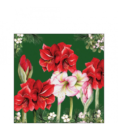 Napkin 25 Blooming amaryllis green FSC Mix