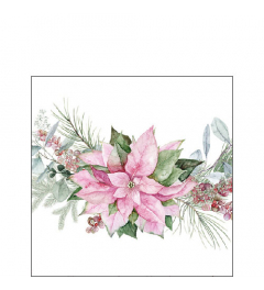Napkin 25 Pink poinsettia FSC Mix