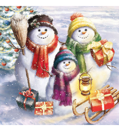 Napkin 33 Snowmen family FSC Mix