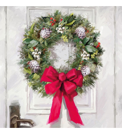 Napkin 33 White wreath FSC Mix