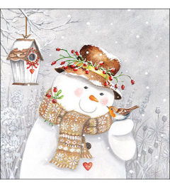 Napkin 33 Snowman holding robin FSC Mix
