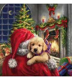 Napkin 33 Puppy at fire FSC Mix