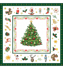 Napkin 33 Christmas evergreen white FSC Mix