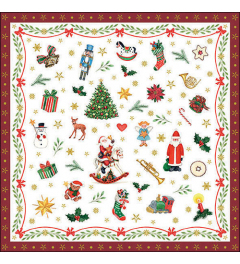 Napkin 33 Ornaments all over red FSC Mix