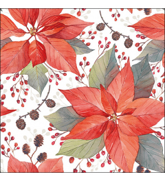 Napkin 33 Poinsettia and berries FSC Mix