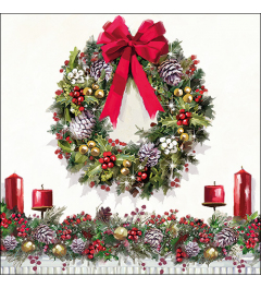Napkin 33 Bow on wreath FSC Mix