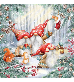 Napkin 33 Gnomes snowy in forest FSC Mix